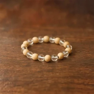 Wooden and Clear Crystal Bracelet